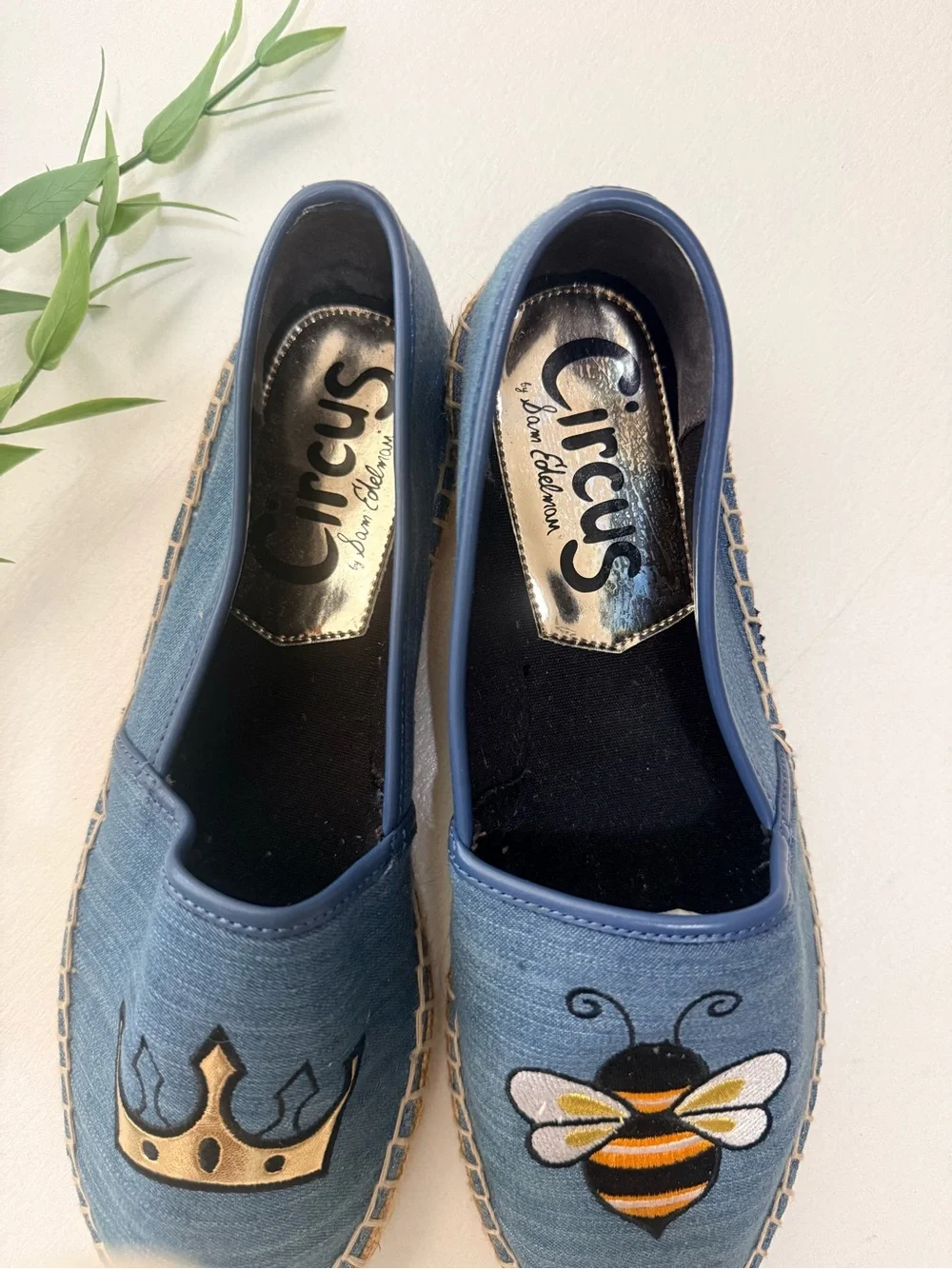 Circus by Sam Edelman Bee Crown Denim Espadrille Flats Size 8